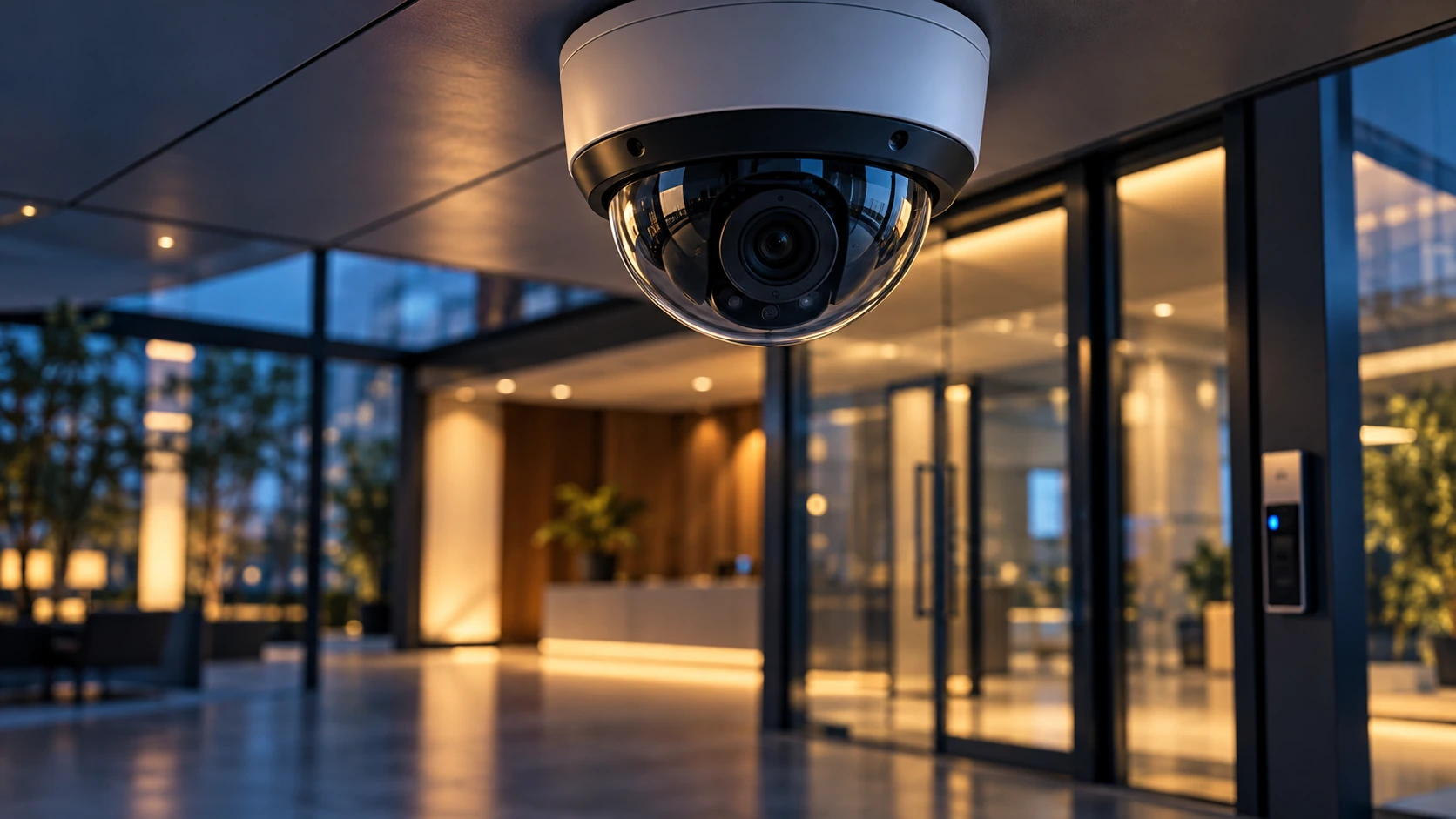 Modern binada güvenlik kamerası ve erişim kontrolü